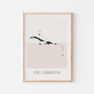 Affiche de carte des Caraïbes, impression des Caraïbes, impression de carte des Caraïbes, art mural bohème minimaliste, impression d'art des Caraïbes, déco pour la maison ou un cadeau