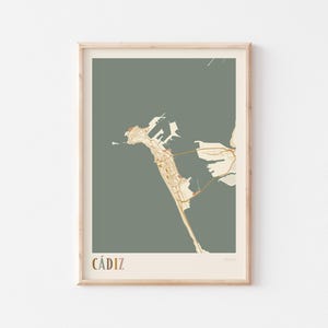 Affiche de carte de Cadix, impression de Cadix, affiche de Cadix, art mural Cadix, Espagne, cadeau de voyage, impression bohème