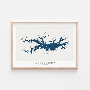Lago Ouachita, Stampa Lago Ouachita, Poster Lago Ouachita, Arte Lago Ouachita, Arte murale Lago, Stampa mappa Lago, Regalo casa lago, Arkansas