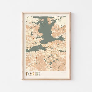 Tampere Map Poster, Tampere Print, Tampere Poster, Tampere Wall Art, Finland, Travel Gift, Boho Print