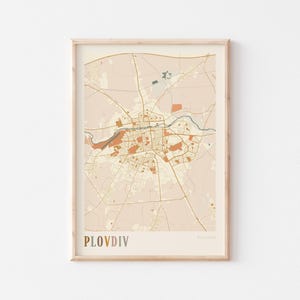 Plovdiv Map Poster, Plovdiv Print, Plovdiv Poster, Plovdiv Wall Art, Bulgaria, Travel Gift, Boho Wall Art