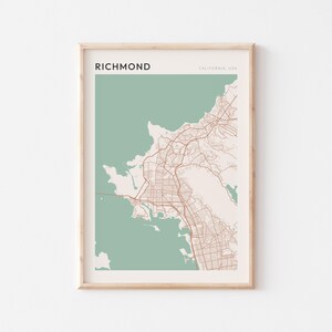 Richmond Map Poster, Richmond Print, Richmond Poster, Richmond Wall Art, California, Travel Gift, Farmhouse Wall Decor, Gift Kitchen Decor