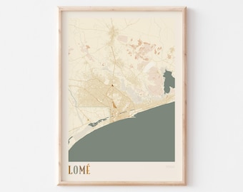 Lome Map Poster, Lome Print, Lome Poster, Lome Wall Art, Togo Africa, Travel Gift, Boho Decor