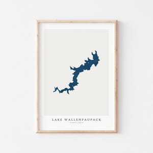 Lago Wallenpaupack, Impresión del lago Wallenpaupack, Póster del lago Wallenpaupack, Arte del lago Wallenpaupack, Arte mural del lago, Impresión de mapa del lago, Pensilvania