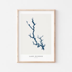 Lago Oconee, Impresión del lago Oconee, Póster del lago Oconee, Arte del lago Oconee, Arte mural del lago, Impresión de mapa del lago, Regalo de casa del lago, Impresión del lago, Georgia