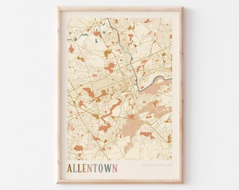 Allentown Map Poster, Allentown Print, Allentown Poster, Allentown Wall Art, Pennsylvania, Travel Gift, Boho Decor