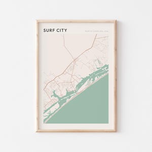 Surf City Map Poster, Surf City Print, Surf City Poster, Surf City Wall Art, North Carolina, Travel Gift, Farmhouse Decor