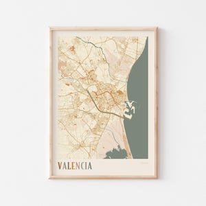 Valencia Karte Poster, Balenca Wandkunst, Spanien, Wandkunst, Geschenk für die Freundin, Boho Art Print