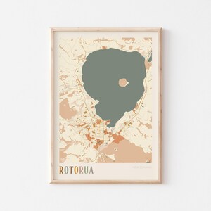 Affiche de carte de Rotorua, art mural Rotorua, carte de Rotorua, affiche de Rotorua, impression de Rotorua, Rotorua Nouvelle-Zélande, impression de carte de Rotorua, art mural bohème