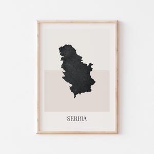 Serbia Map Poster, Serbia Print, Serbia Map Print Minimalist Boho Wall Art, Serbia Art Print Decor For Home or Gift