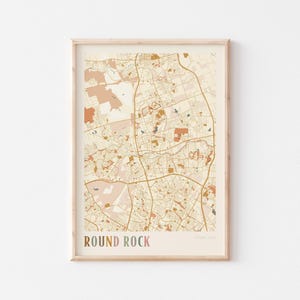 Affiche ronde de carte de roche, impression de roche ronde, affiche de roche ronde, art mural rond de roche, Texas, cadeau de voyage, impression de bohème