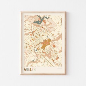 Guelph Map Poster, Guelph Wall Art, Guelph City Map, Guelph Art Print, Guelph Poster, Guelph Ontario Canada, Boho Wall Art