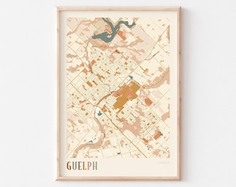 Guelph Karte Poster, Guelph Wandkunst, Guelph Stadt Karte, Guelph Kunstdruck, Guelph Poster, Guelph Ontario Kanada, Boho Wandkunst