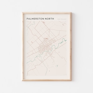 Affiche de carte de Palmerston nord, affiche de Palmerston nord, impression de carte de Palmerston nord, impression de Palmerston nord, Palmerston nord de la Nouvelle-Zélande