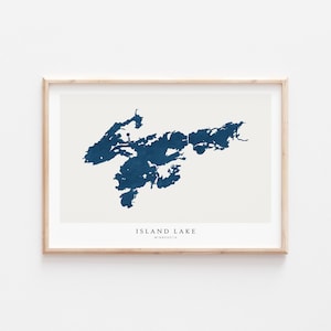 Island Lake, stampa di Island Lake, poster di Island Lake, arte di Island Lake, arte murale di Lake, stampa della mappa del Lake, stampa della casa sul lago, arte del Lake, Minnesota