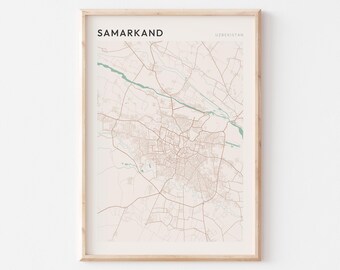 Mappa di Samarcanda, Poster di Samarcanda, Stampa di Samarcanda, Poster di Samarcanda, Decorazione murale di Samarcanda, Uzbekistan, Regalo di viaggio, Stampa scandinava