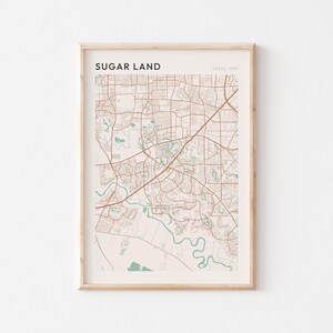 Sugar Land Karte Poster, Sugar Land Druck, Sugar Land Poster, Sugar Land Wandkunst, Texas, Reisegeschenk, minimalistischer Druck