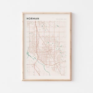 Affiche de carte normande, impression normande, affiche normande, art mural normand, Oklahoma, cadeau de voyage, affiche scandinave