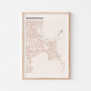 Affiche de carte Henderson, impression Henderson, affiche Henderson, art mural Henderson, Nevada, cadeau de voyage, déco minimaliste