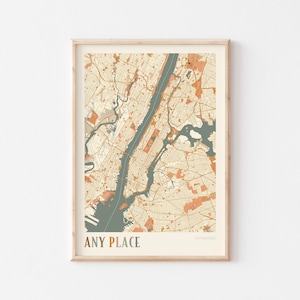Mapa de cidade personalizado, pôster de mapa personalizado, impressão de mapa personalizada, mapa personalizado, impressão de mapa, pôster de mapa, mapa da cidade natal, mapa de rua, pôster de viagem