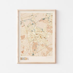 Affiche de carte de Breda, impression Breda, affiche Breda, art mural Breda, Pays-Bas, cadeau de voyage, art mural bohème
