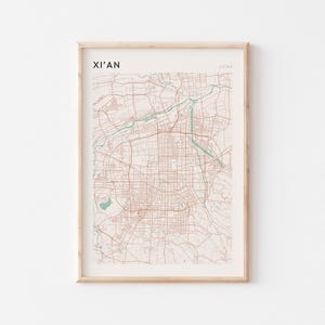 Xian Map Poster, Xian Print, Xian Poster, Xian Wall Art, China, Travel Gift, Minimalist Print