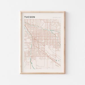 Affiche de carte de Tucson, impression de Tucson, affiche de Tucson, art mural Tucson, Arizona, cadeau de voyage, décoration murale de ferme, cadeau pour pilote