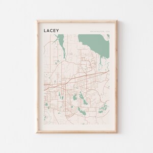 Lacey Karte Poster, Lacey Druck, Lacey Poster, Lacey Wandkunst, Washington, Reisegeschenk, minimalistischer Druck