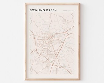 Bowling Green Map Poster, Bowling Green Print, Bowling Green Poster, Bowling Green Wall Art, Kentucky, Travel Gift, Farmhouse Decor