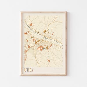 Affiche de carte d'Utique, impression d'Utique, affiche d'Utique, art mural d'Utique, New York, cadeau de voyage, art mural bohème