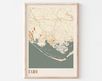 Faro Map Poster, Faro Print, Faro Poster, Faro Wall Art, Portugal, Travel Gift, Boho Wall Art