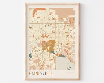 Gainesville Map Poster, Gainesville Print, Gainesville Poster, Gainesville Wall Art, Gainesville City, Florida, Travel Gift, Boho Wall Art