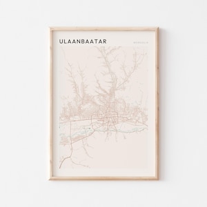 Ulaanbaatar Map Poster, Ulaanbaatar Print, Ulaanbaatar Poster, Ulaanbaatar Wall Art, Mongolia, Travel Gift, Minimalist Print