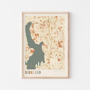 Kirkland Karte Poster, Kirkland Druck, Kirkland Poster, Kirkland Wandkunst, Washington, Reisegeschenk, Boho Dekor
