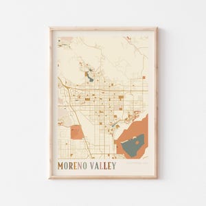 Moreno Valley kaart poster, Moreno Valley print, Moreno Valley poster, Moreno Valley kunst aan de muur, Californië, reiscadeau, Boho Wall Art