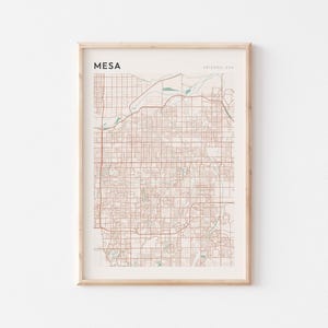 Affiche de carte de Mesa, impression de Mesa, affiche de Mesa, art mural Mesa, Arizona, cadeau de voyage, décoration murale de ferme, impression murale de bureau