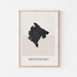 Montenegro Map Poster, Montenegro Print, Montenegro Map Print Minimalist Boho Wall Art, Montenegro Art Print Decor For Home or Gift