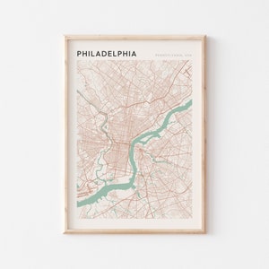 Affiche de carte de Philadelphie, affiche de Philadelphie, impression de Philadelphie, art mural de Philadelphie, impression de carte de Philadelphie, Philadelphie en Pennsylvanie