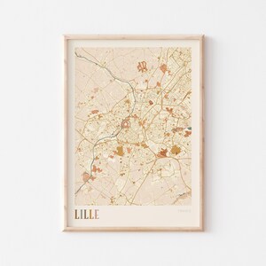 Lille Karte Poster, Lille Print, Lille Poster, Lille Wandkunst, Frankreich, Reise Geschenk, Boho Print
