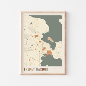 Freitag Hafen Karte Poster, Freitag Hafen Druck, Freitag Hafen Poster, Freitag Hafen Wandkunst, Washington, Reise Geschenk, Boho Dekor