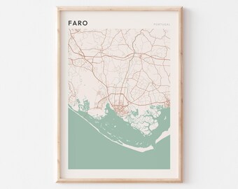 Faro Map Poster, Faro Print, Faro Poster, Faro Wall Art, Portugal, Travel Gift, Scandi Wall Art