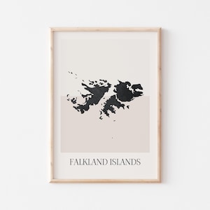 Affiche de carte des îles Falkland, impression des îles Falkland, impression de carte des îles Falkland, art mural bohème minimaliste, impression d'art déco pour la maison ou cadeau