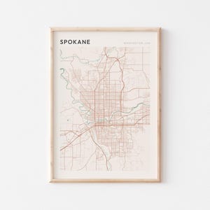 Spokane Karte Poster, Spokane Druck, Spokane Poster, Spokane Wandkunst, Washington, Reisegeschenk, minimalistischer Druck