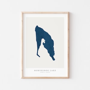 Lago Horseshoe, Stampa del Lago Horseshoe, Poster del Lago Horseshoe, Arte del Lago Horseshoe, Arte murale del lago, Stampa della mappa del lago, Stampa del lago, Alberta, Canada
