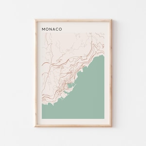 Affiche de carte de Monaco, impression de Monaco, affiche de Monaco, art mural de Monaco, Monaco, cadeau de voyage, art de ferme