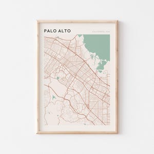 Affiche de carte de Palo Alto, impression de Palo Alto, affiche de Palo Alto, art mural Palo Alto, Californie, cadeau de voyage, décoration murale de ferme, cadeau pour une fille
