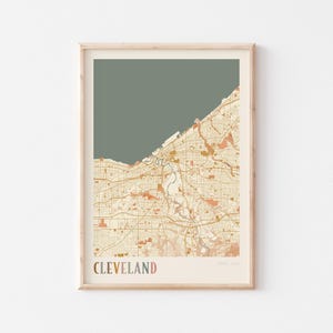 Cleveland Karte Poster, Cleveland Druck, Cleveland Poster, Cleveland Wandkunst, Ohio, Reisegeschenk, Boho Dekor