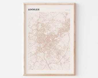 Amman Map Poster, Amman Print, Amman Poster, Amman Wall Art, Jordan, Travel Gift, Minimalist Print