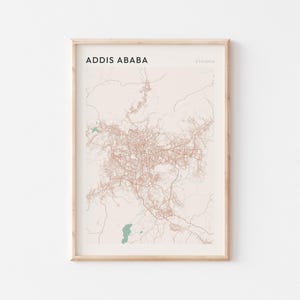 Affiche de carte d'Addis-Abeba, impression d'Addis-Abeba, affiche d'Addis-Abeba, art mural Addis-Abeba, Éthiopie, cadeau de voyage, Art minimaliste