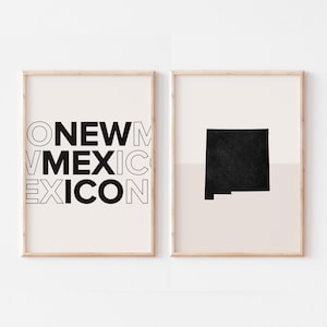 Lot de 2 impressions Nouveau-Mexique, Impression Nouveau-Mexique, Affiche carte Nouveau-Mexique, Carte Nouveau-Mexique impression Art mural bohème minimaliste, Art mural Nouveau-Mexique